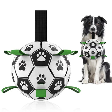 Soccer Ball for Large Dogs – Durable Tug Toy with Straps