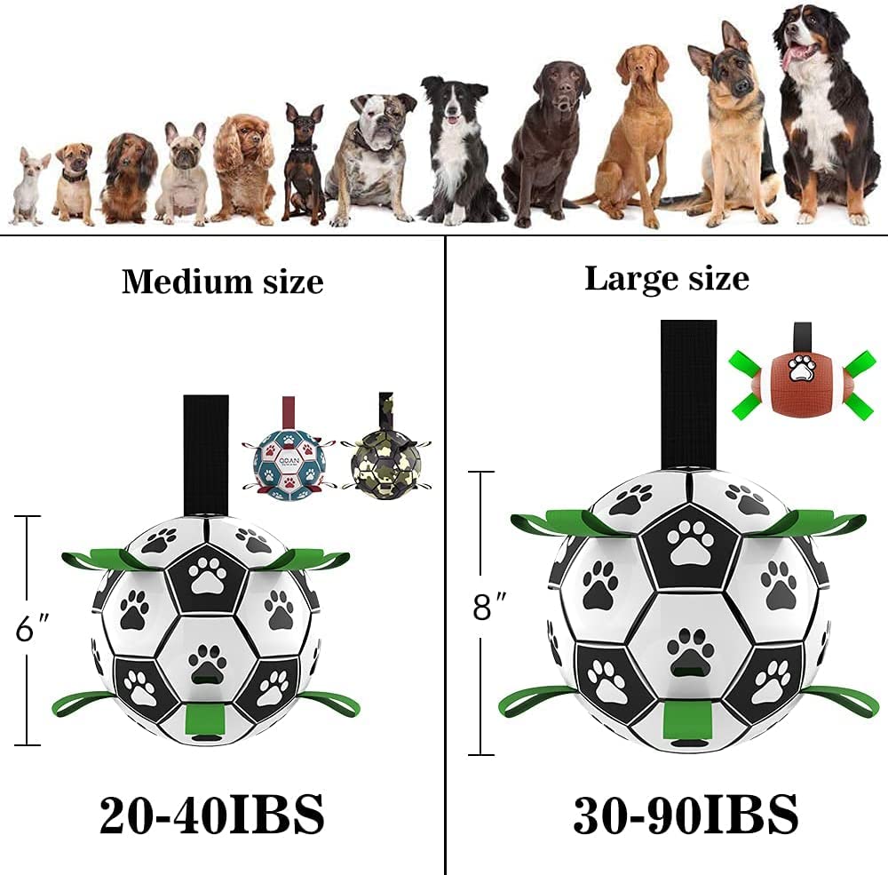 Soccer Ball for Large Dogs – Durable Tug Toy with Straps