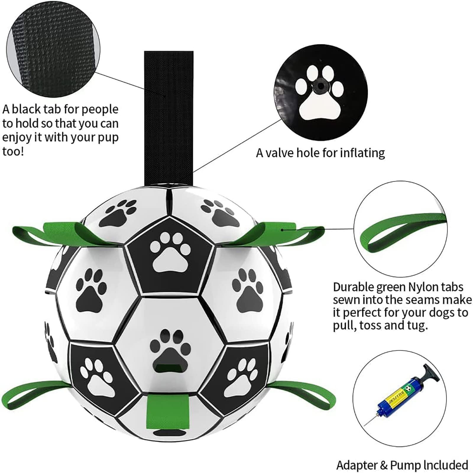 Soccer Ball for Large Dogs – Durable Tug Toy with Straps