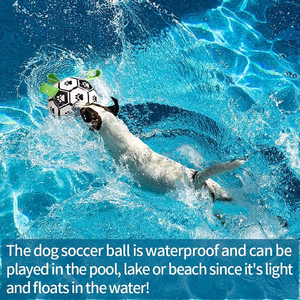 Soccer Ball for Large Dogs – Durable Tug Toy with Straps