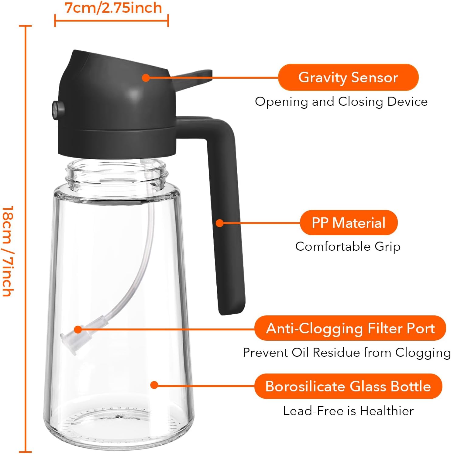 2-in-1 Oil Dispenser Bottle 470ml – Spray & Pour Oil Mister