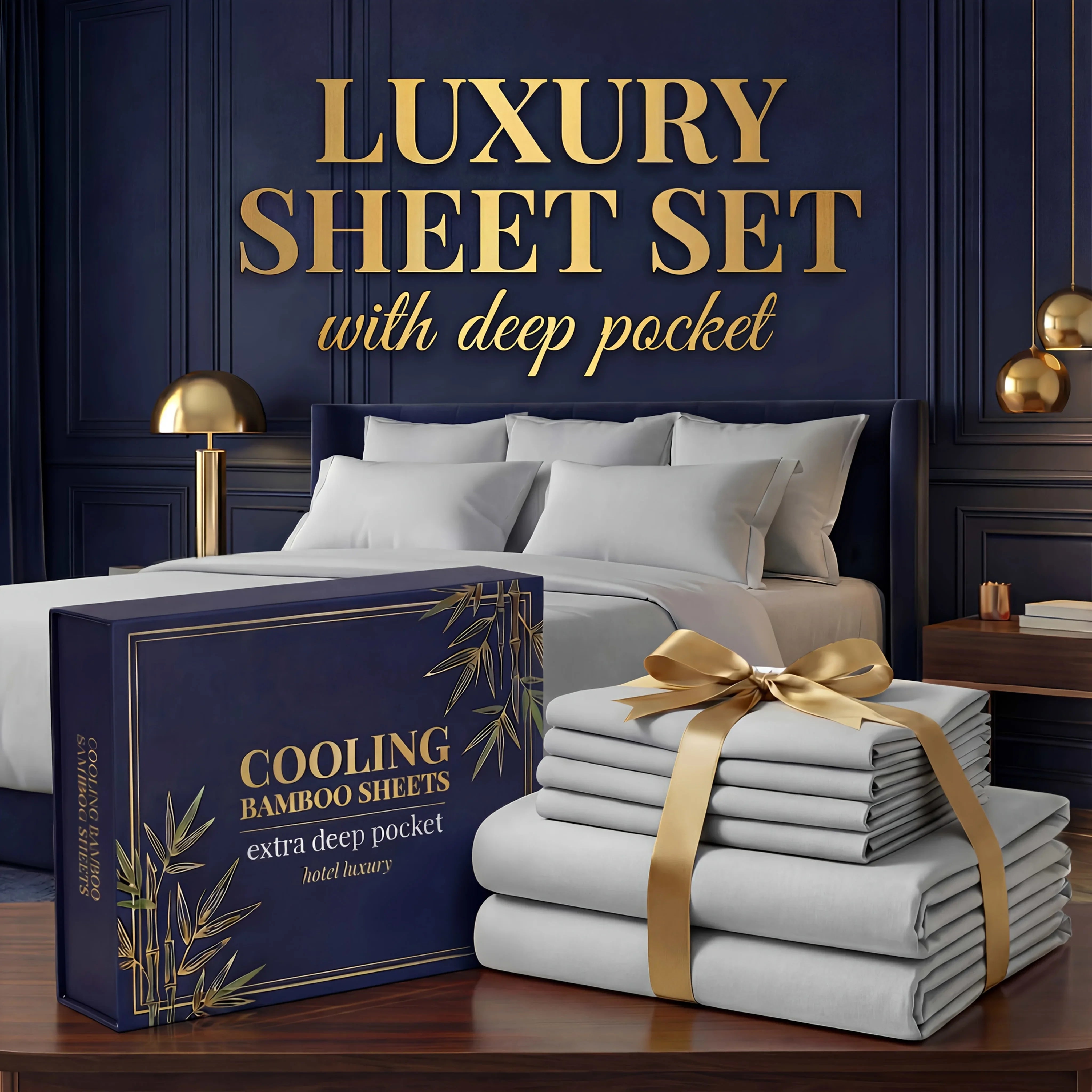 Bamboo Cooling Bed Sheet Set – 3 or 4 Piece, 14" Deep Pocket, Shrink & Fade Resistant, Skin-Friendly