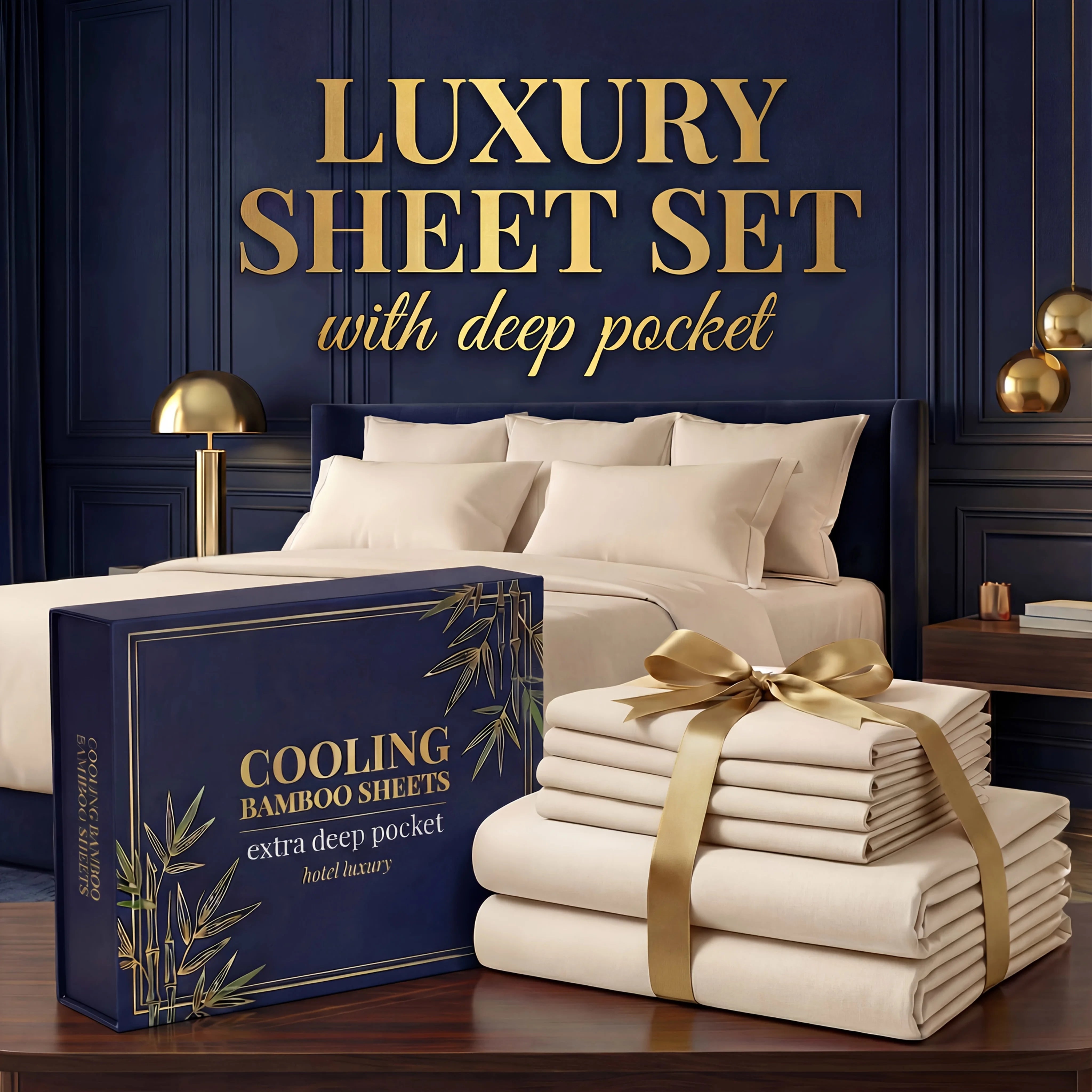 Bamboo Cooling Bed Sheet Set – 3 or 4 Piece, 14" Deep Pocket, Shrink & Fade Resistant, Skin-Friendly