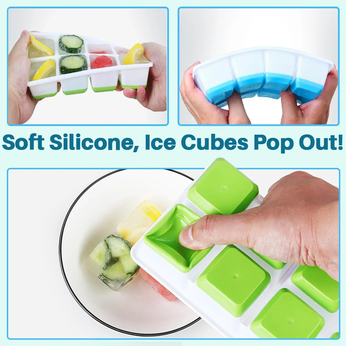 Silicone Ice Cube Tray With Lid – Stackable Square Ice Mold for Whiskey & Cocktails