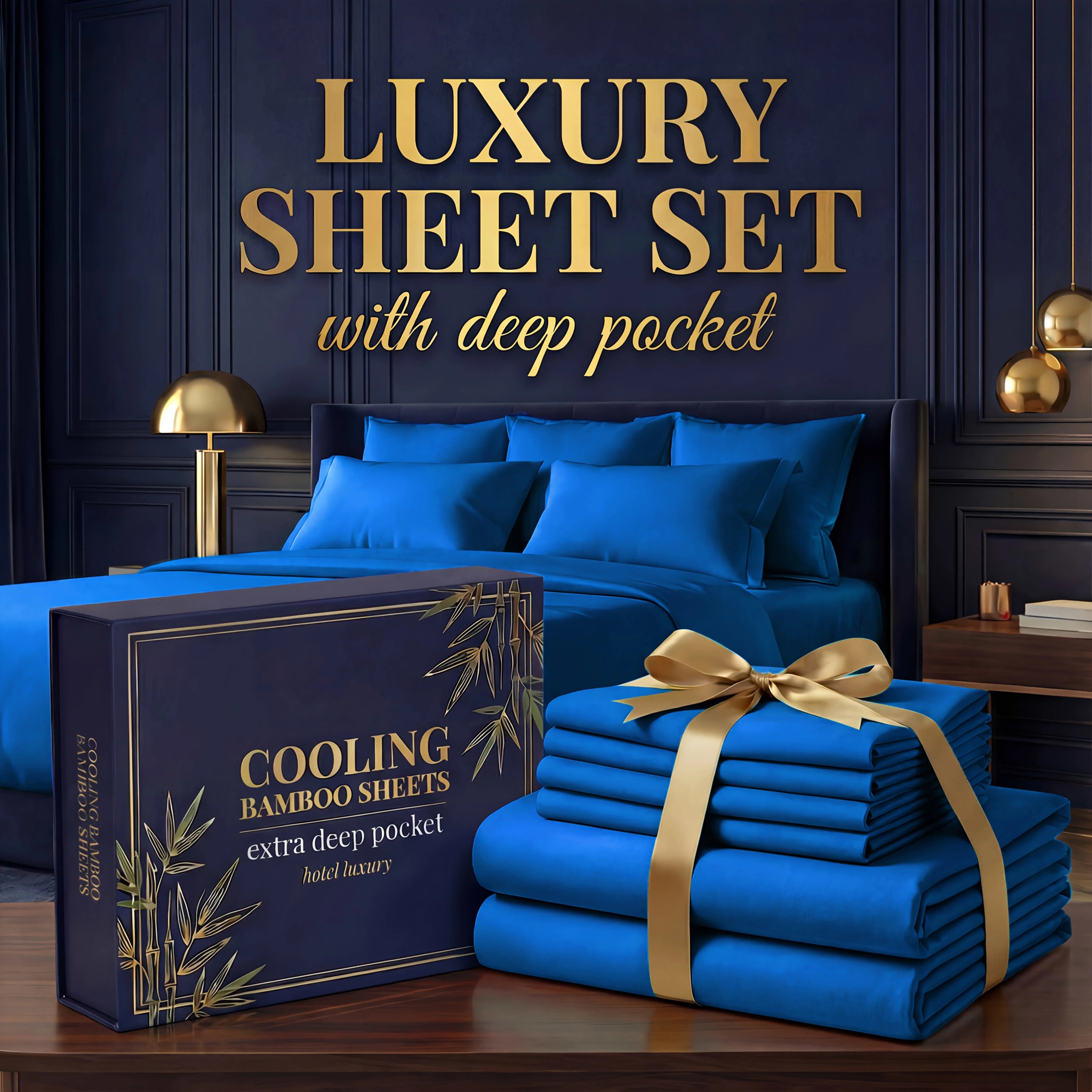 Bamboo Cooling Bed Sheet Set – 3 or 4 Piece, 14" Deep Pocket, Shrink & Fade Resistant, Skin-Friendly