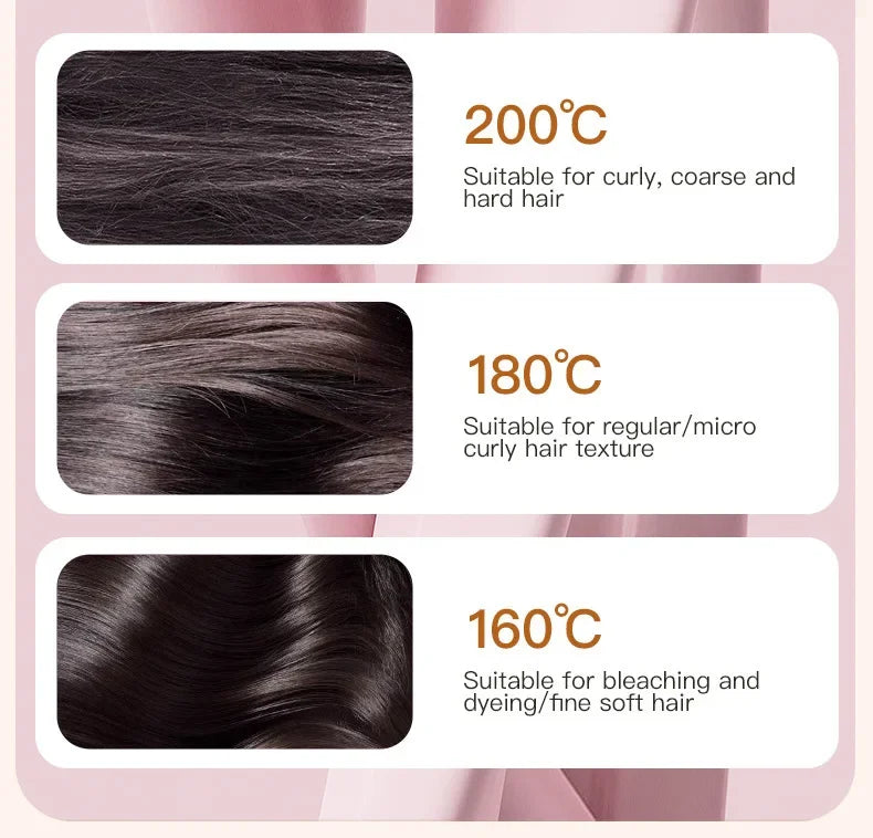 Hair styling temperature guide: 200°C for coarse, 180°C for curly, 160°C for fine/bleached hair
