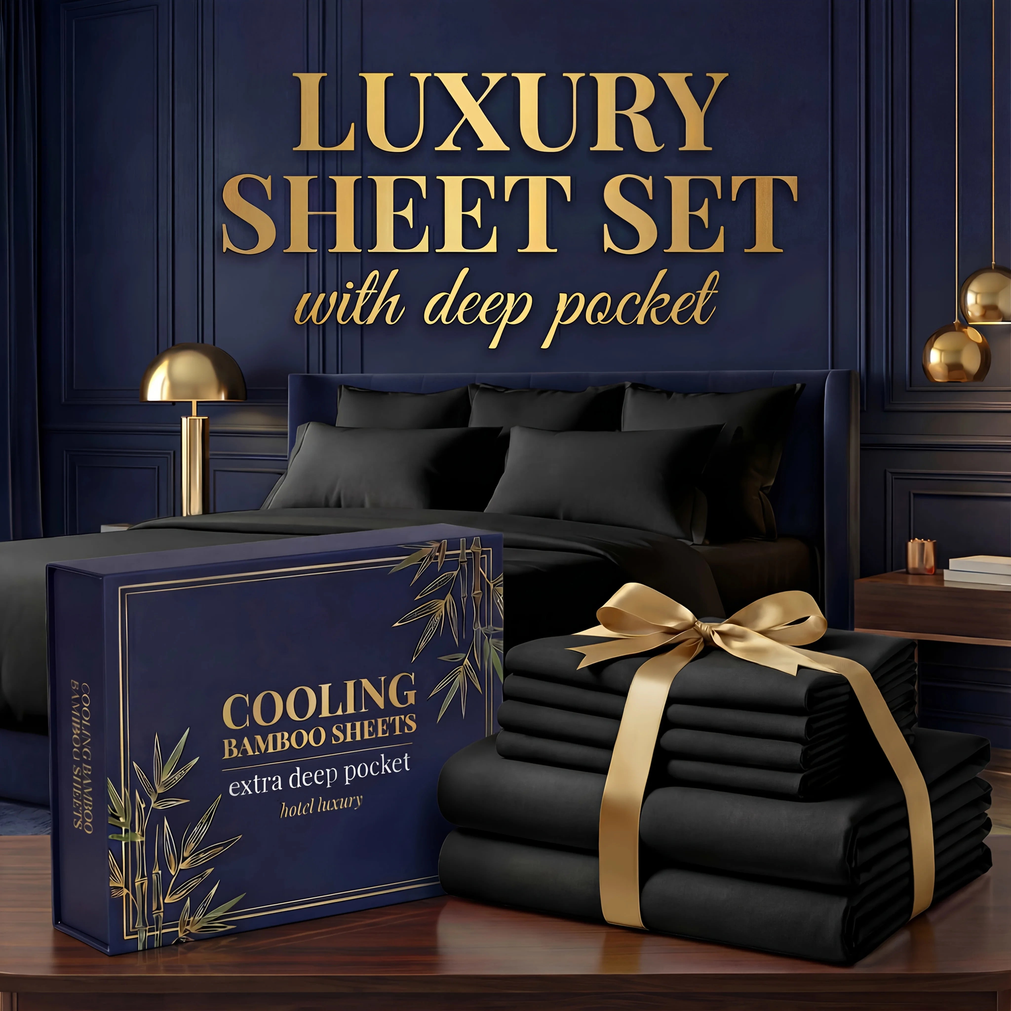 Bamboo Cooling Bed Sheet Set – 3 or 4 Piece, 14" Deep Pocket, Shrink & Fade Resistant, Skin-Friendly