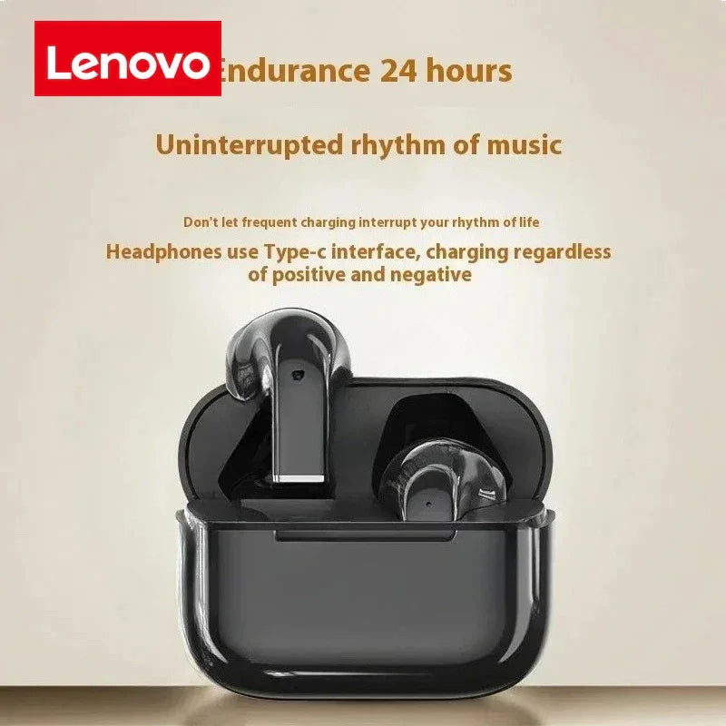 Lenovo wireless earbuds with 24-hour battery life, Type-C charging case for uninterrupted music