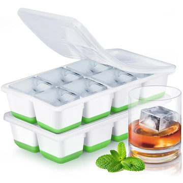 Silicone Ice Cube Tray With Lid – Stackable Square Ice Mold for Whiskey & Cocktails