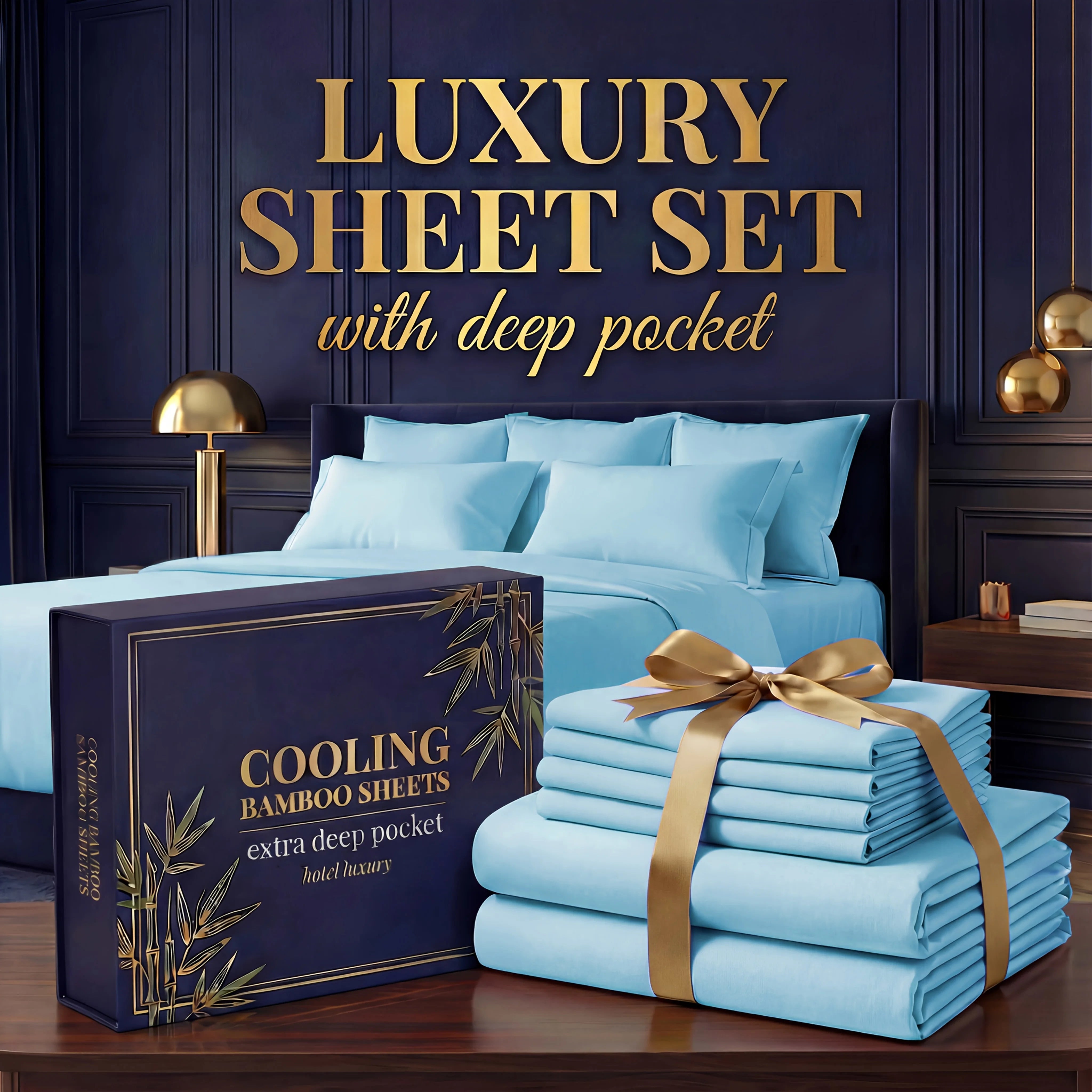 Bamboo Cooling Bed Sheet Set – 3 or 4 Piece, 14" Deep Pocket, Shrink & Fade Resistant, Skin-Friendly