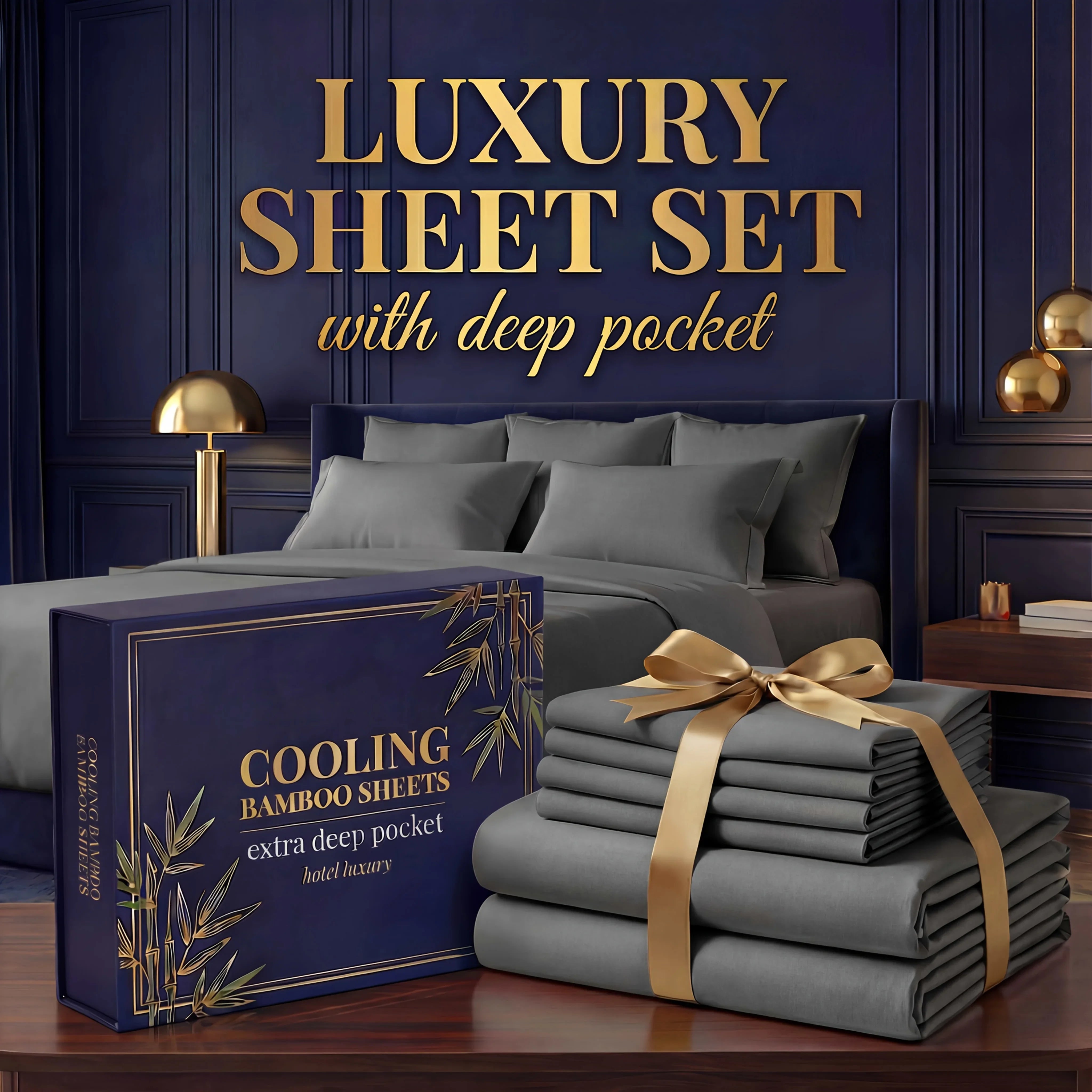 Bamboo Cooling Bed Sheet Set – 3 or 4 Piece, 14" Deep Pocket, Shrink & Fade Resistant, Skin-Friendly