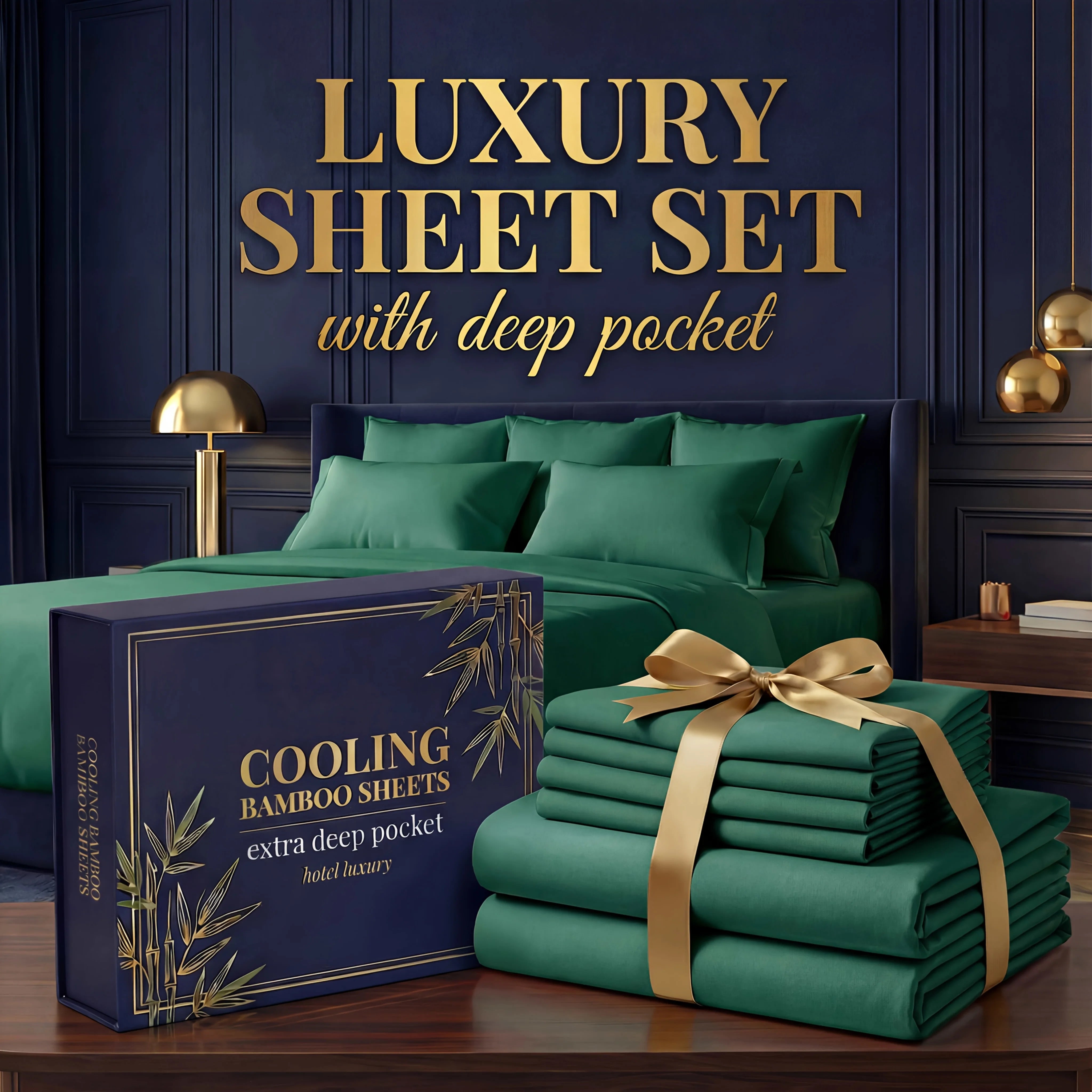 Bamboo Cooling Bed Sheet Set – 3 or 4 Piece, 14" Deep Pocket, Shrink & Fade Resistant, Skin-Friendly