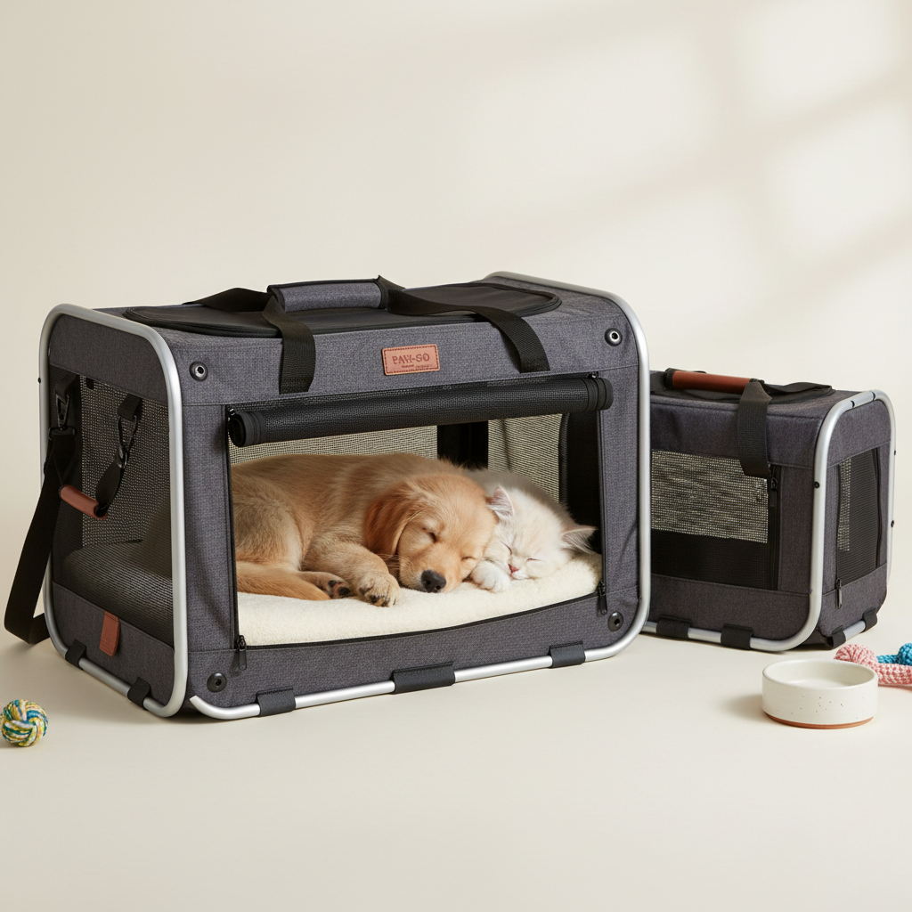Foldable Pet Travel Crate – Portable Collapsible Crate for Dogs & Cats