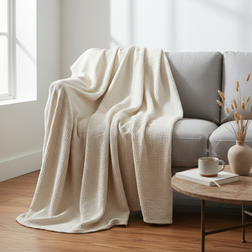 Muslin Cotton Throw Blanket – Soft Lightweight Blanket for Sofa & Bed