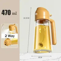 2-in-1 Oil Dispenser Bottle 470ml – Spray & Pour Oil Mister