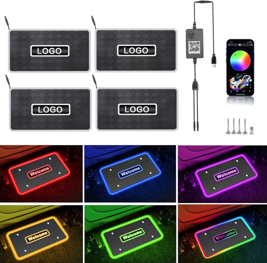Personalized Car Floor Mat Light - Custom LED Illuminated Footwell Lights