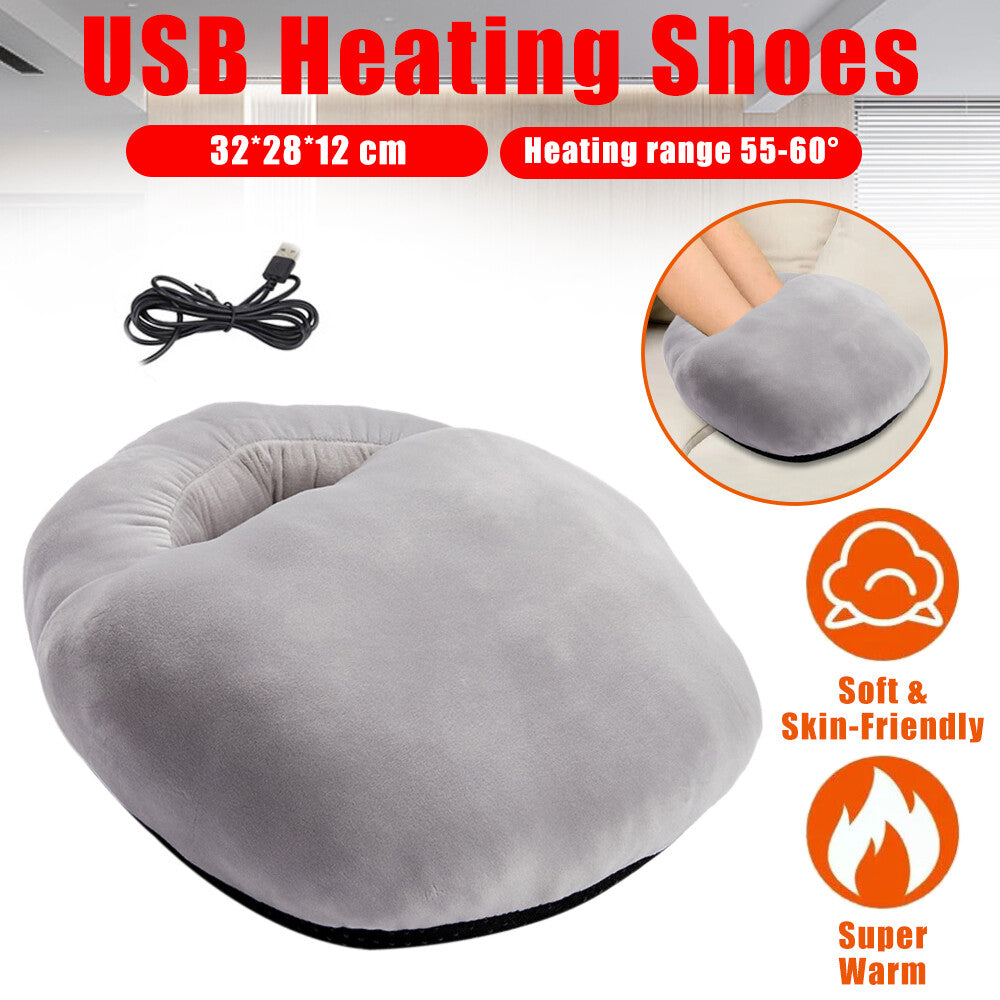 USB Electric Heated Slippers – Feet Warmer Shoes with Heating Pad
