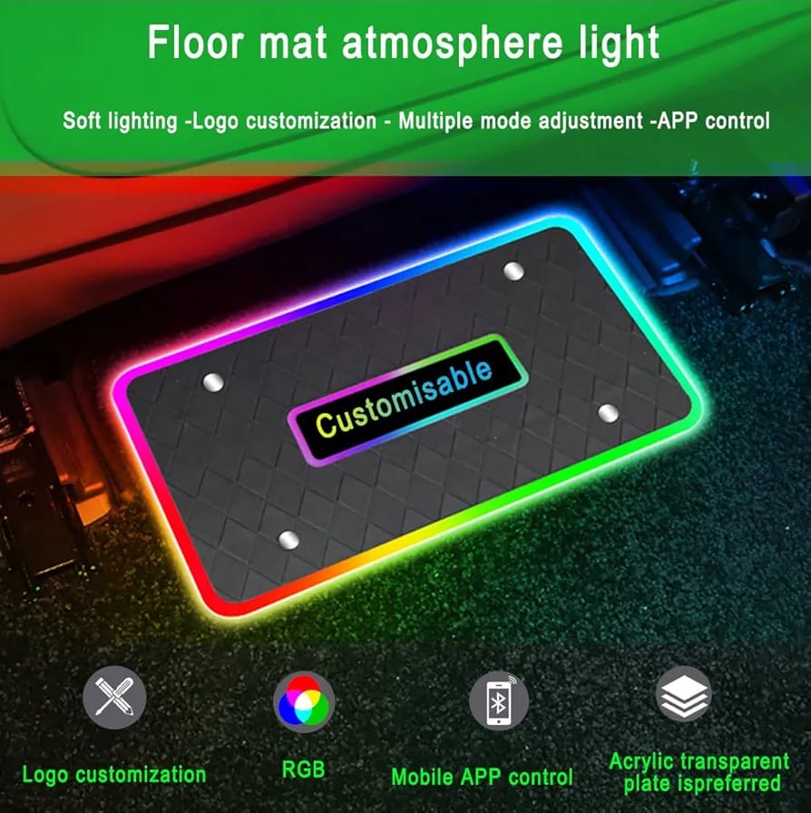Personalized Car Floor Mat Light - Custom LED Illuminated Footwell Lights