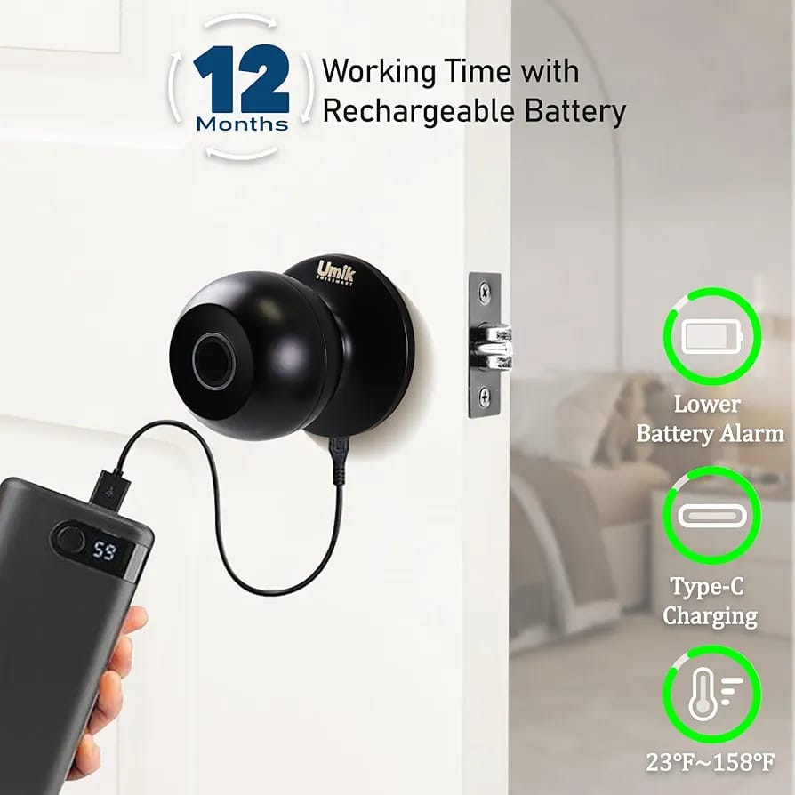 3-in-1 Smart Door Knob - Fingerprint + Keypad + App Control Smart Lock
