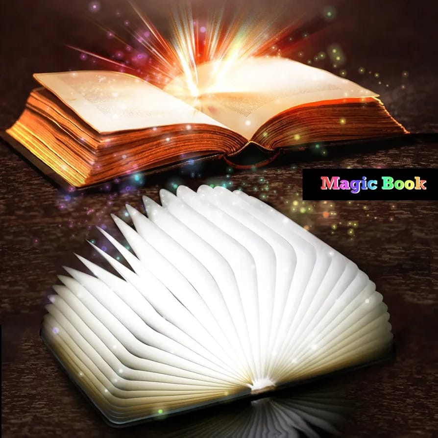 Wooden Book Light - Rechargeable LED Reading Lamp for Books