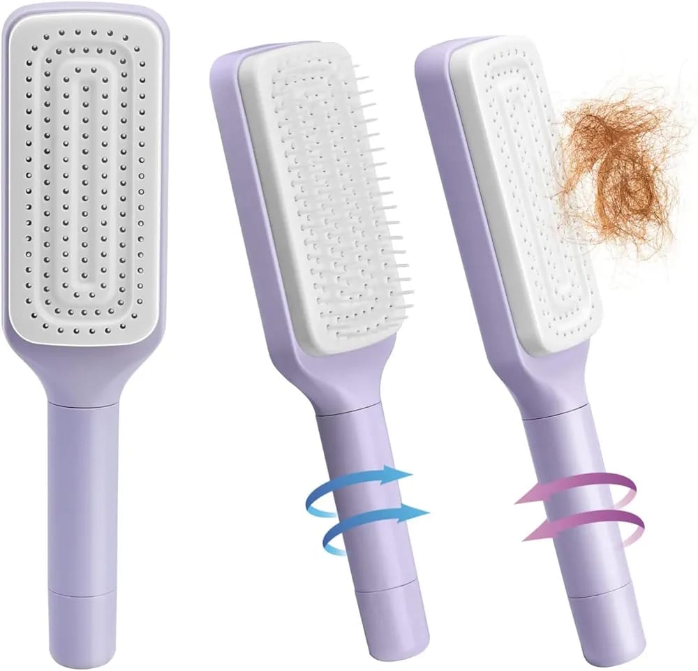 Self-Cleaning Hair Brush - Automatic Retractable Bristles Detangling Brush