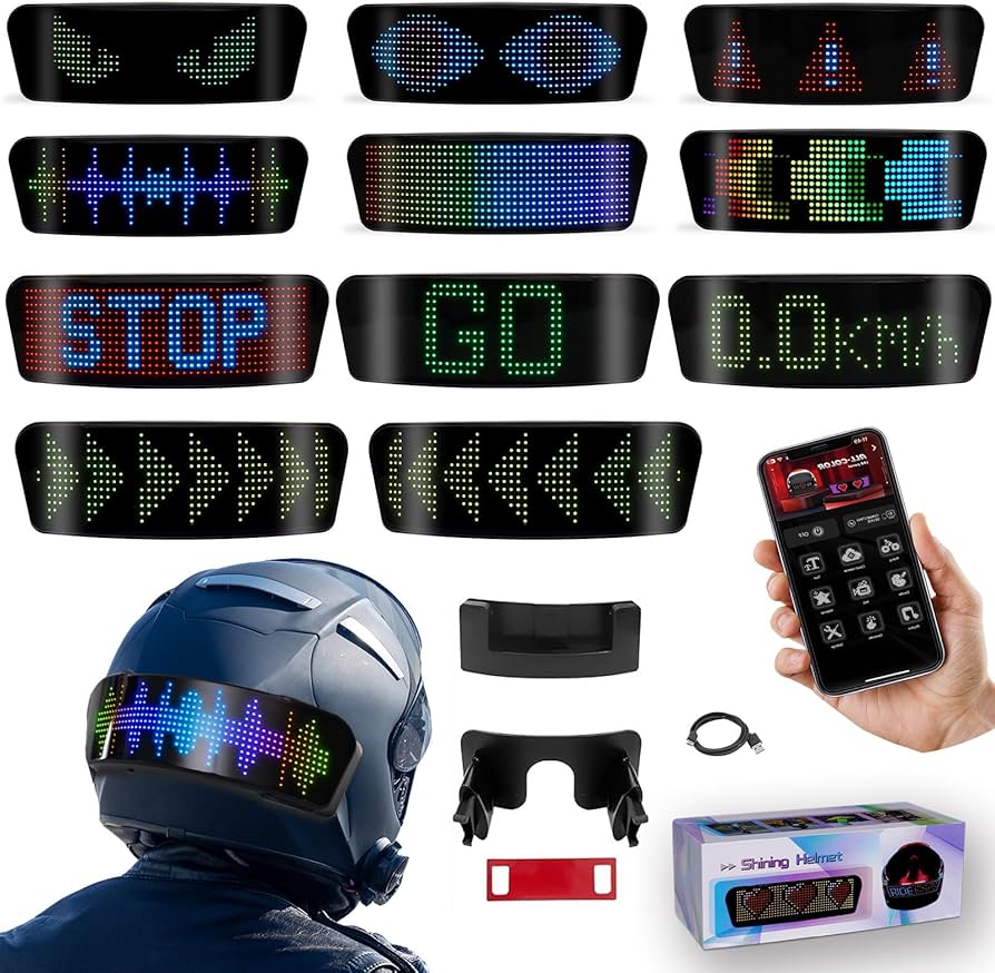 Motorcycle Helmet LED Display Screen – Smart Programmable Signal Light for Riders