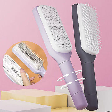 Self-Cleaning Hair Brush - Automatic Retractable Bristles Detangling Brush