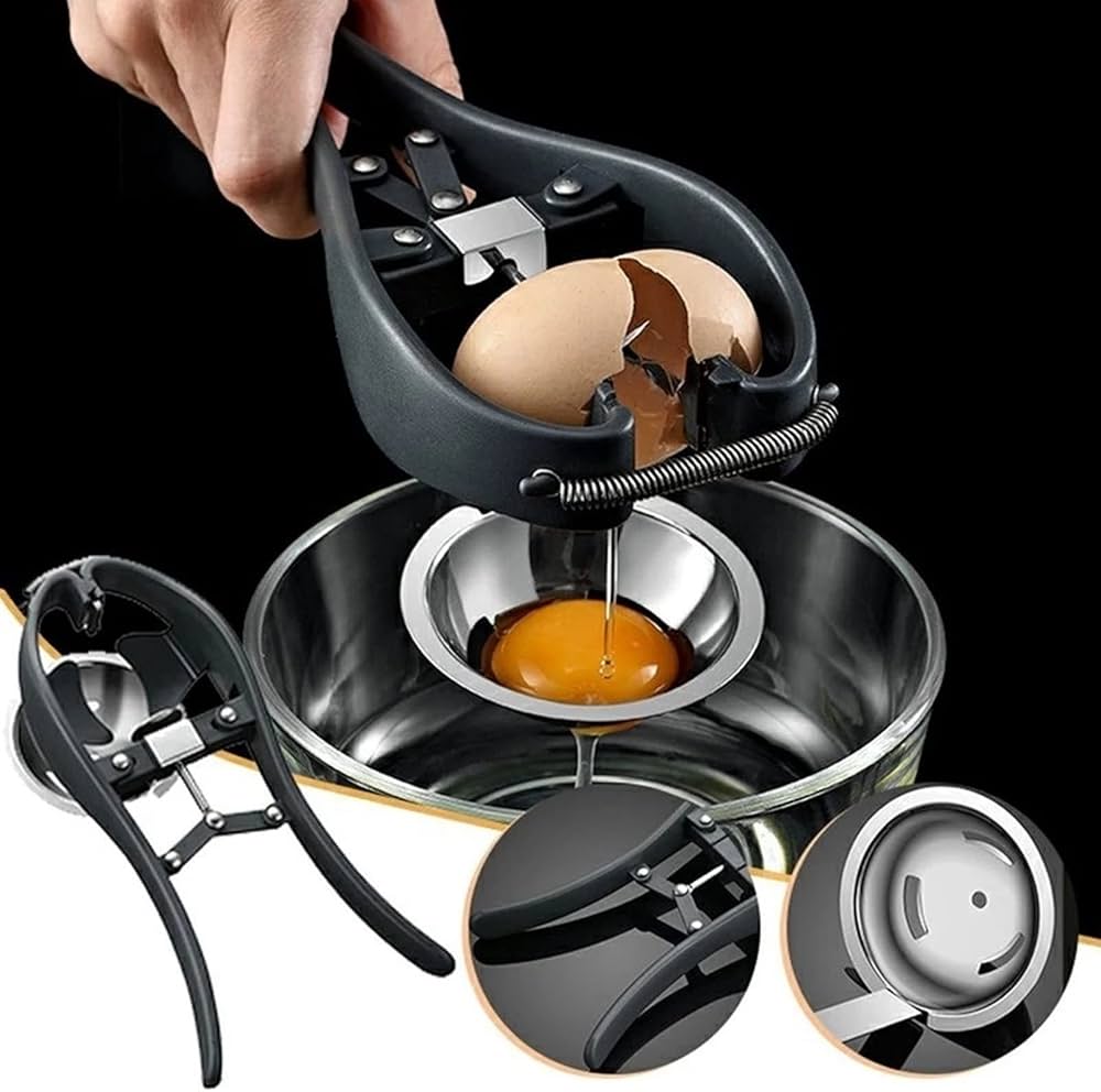 Stainless Steel Egg Cracker and Separator Tool - 2-in-1 Egg Cracker & Yolk Separator