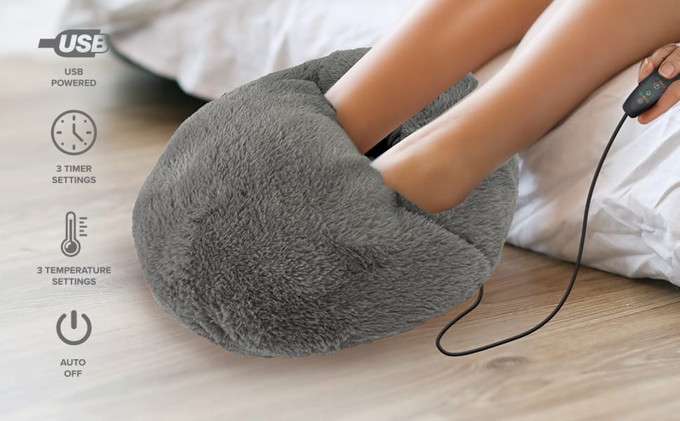 USB Electric Heated Slippers – Feet Warmer Shoes with Heating Pad