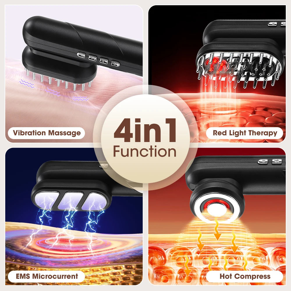 4-in-1 Electric Scalp Comb EMS Hair Growth Massager with Red Light