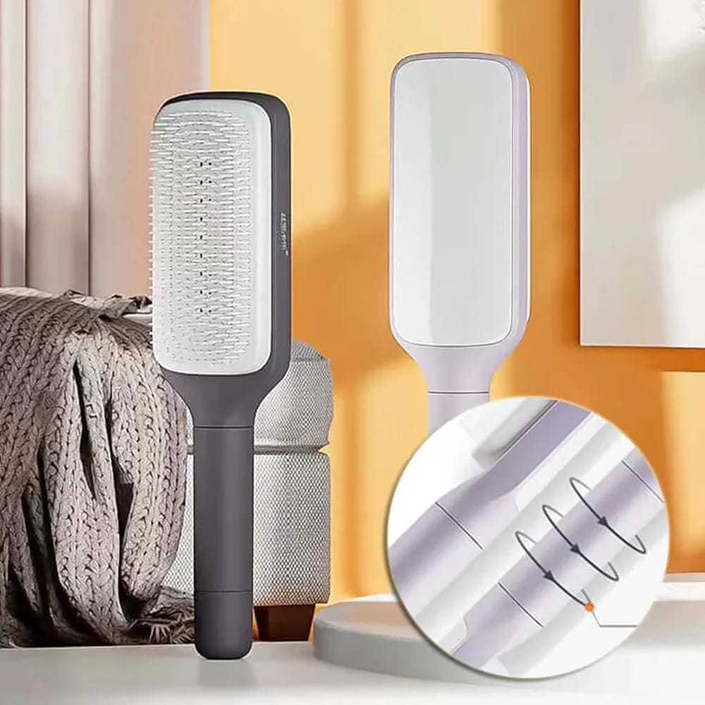Self-Cleaning Hair Brush - Automatic Retractable Bristles Detangling Brush