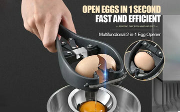 Stainless Steel Egg Cracker and Separator Tool - 2-in-1 Egg Cracker & Yolk Separator