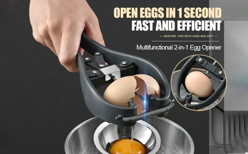 Stainless Steel Egg Cracker and Separator Tool - 2-in-1 Egg Cracker & Yolk Separator