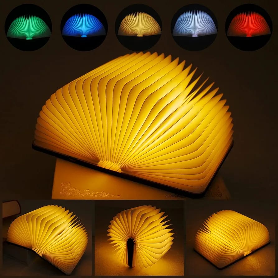 Wooden Book Light - Rechargeable LED Reading Lamp for Books