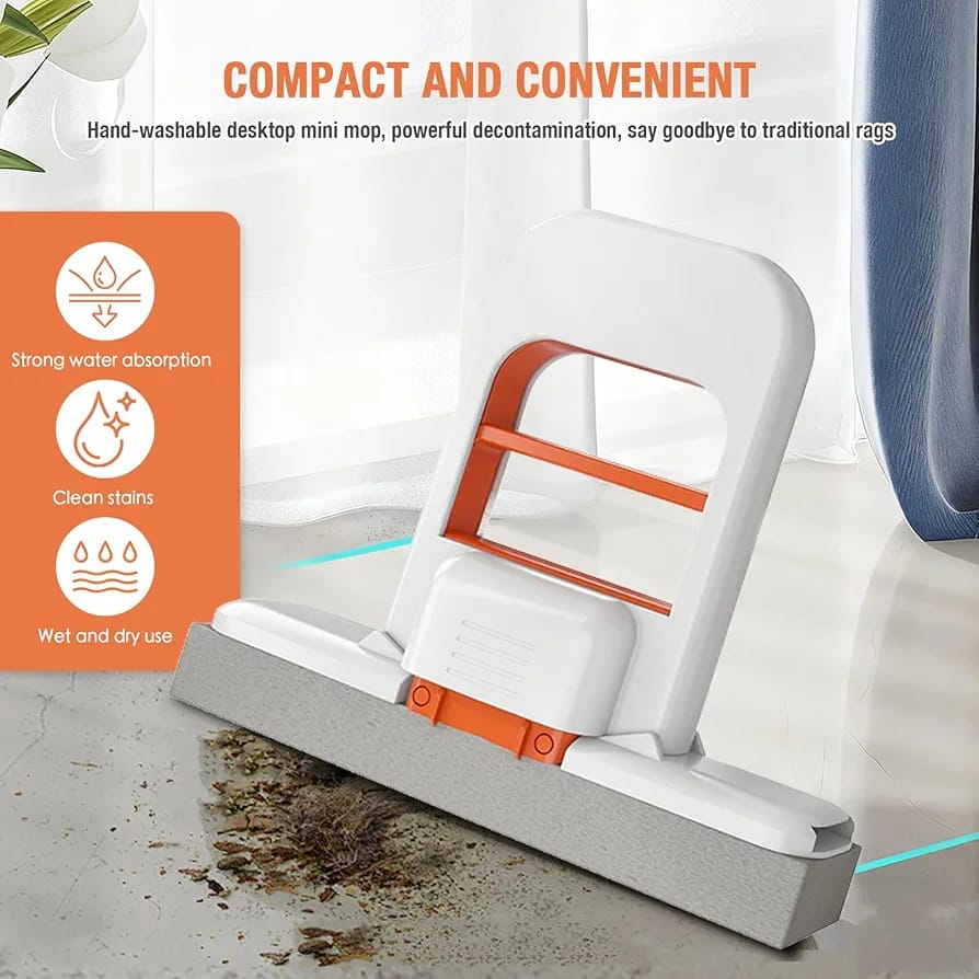 Powerful Squeeze Folding Mini Mop – Compact Self-Wringing Floor Cleaner