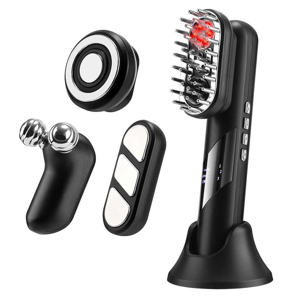 4-in-1 Electric Scalp Comb EMS Hair Growth Massager with Red Light